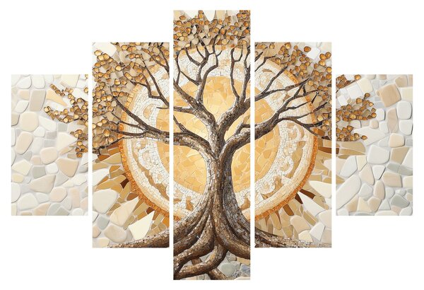 Slika – Zlatno drvo života u mozaiku (150x105 cm)