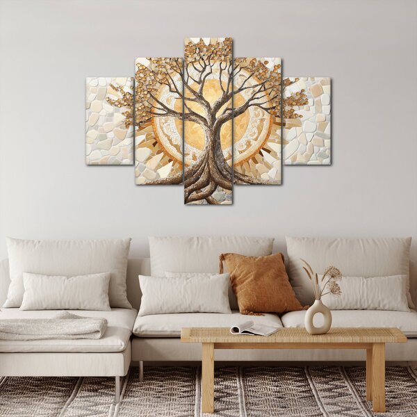Slika – Zlatno drvo života u mozaiku (150x105 cm)