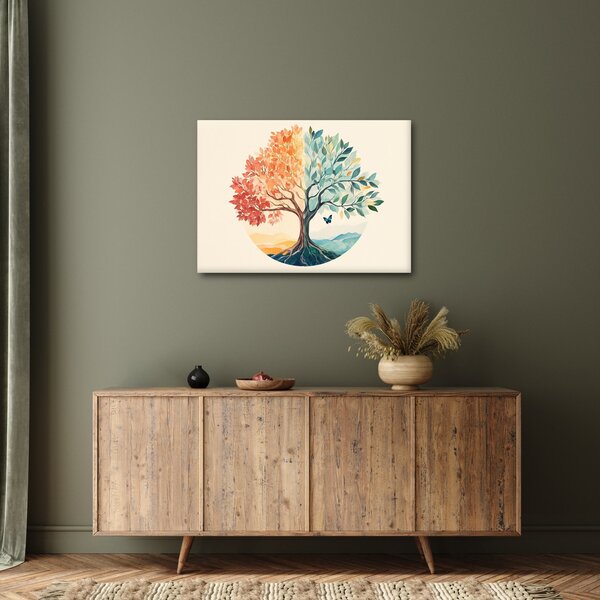 Slika – Dvostruko drvo s leptirima (70x50 cm)
