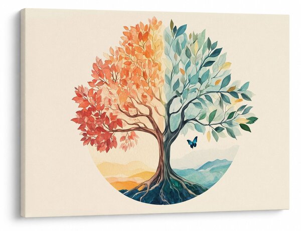 Slika – Dvostruko drvo s leptirima (70x50 cm)