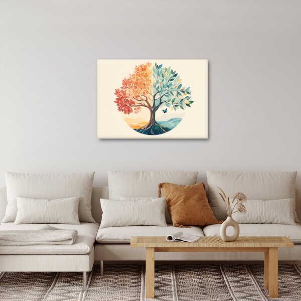 Slika – Dvostruko drvo s leptirima (70x50 cm)