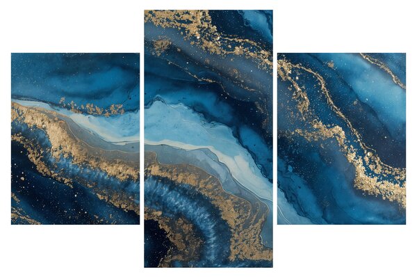 Slika - Plava mramorna apstrakcija (90x60 cm)