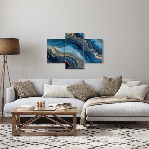 Slika - Plava mramorna apstrakcija (90x60 cm)