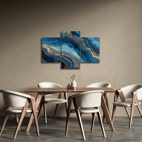Slika - Plava mramorna apstrakcija (90x60 cm)