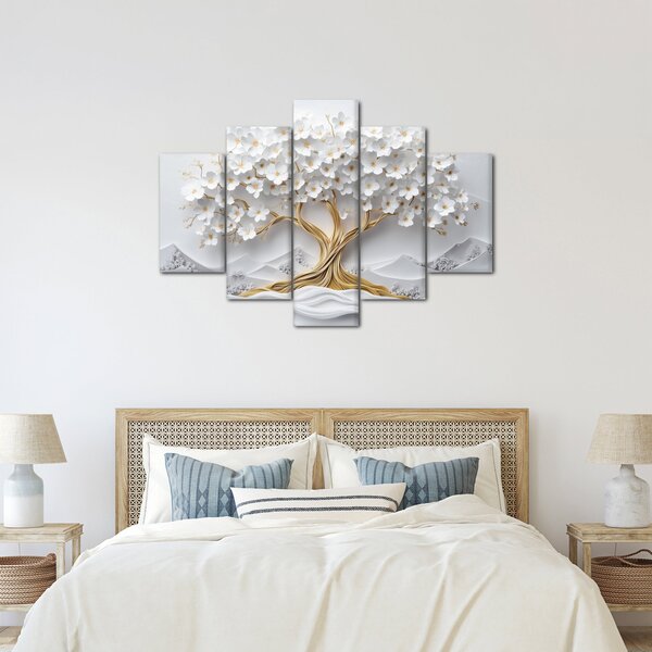 Slika – 3D elegantno drvo života puno cvijeća (150x105 cm)