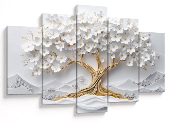 Slika – 3D elegantno drvo života puno cvijeća (150x105 cm)