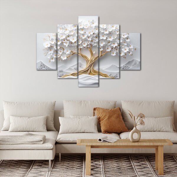 Slika – 3D elegantno drvo života puno cvijeća (150x105 cm)
