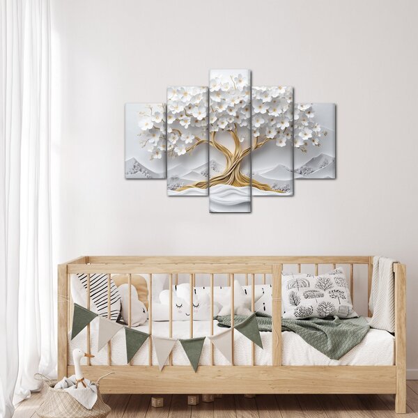 Slika – 3D elegantno drvo života puno cvijeća (150x105 cm)