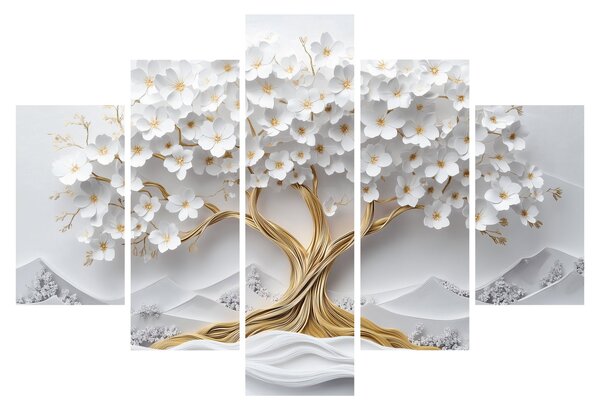 Slika – 3D elegantno drvo života puno cvijeća (150x105 cm)