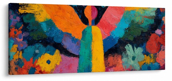 Slika - Apstraktni anđeo s cvijećem (120x50 cm)