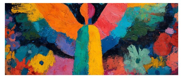 Slika - Apstraktni anđeo s cvijećem (120x50 cm)