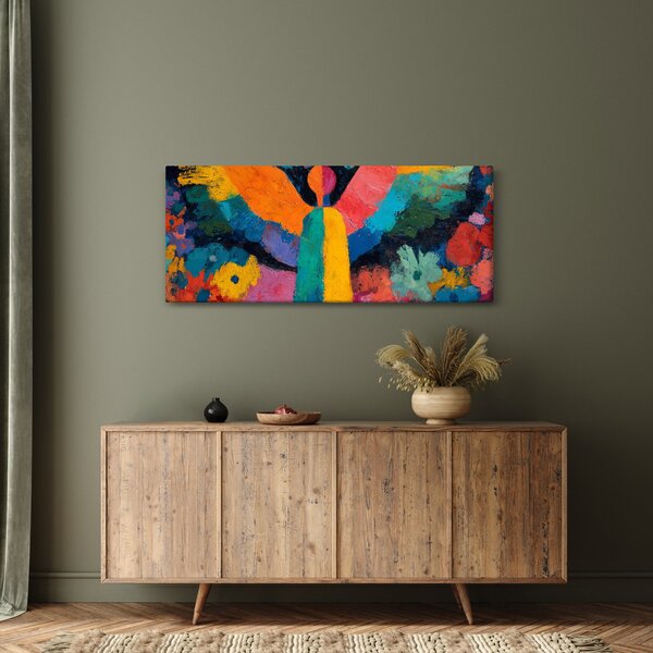 Slika - Apstraktni anđeo s cvijećem (120x50 cm)