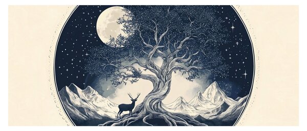 Slika – Magično drvo s jelenom I. (120x50 cm)