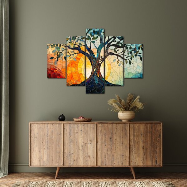 Slika – Mozaik – sunce i drvo I. (150x105 cm)
