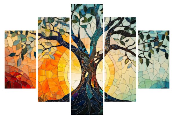 Slika – Mozaik – sunce i drvo I. (150x105 cm)