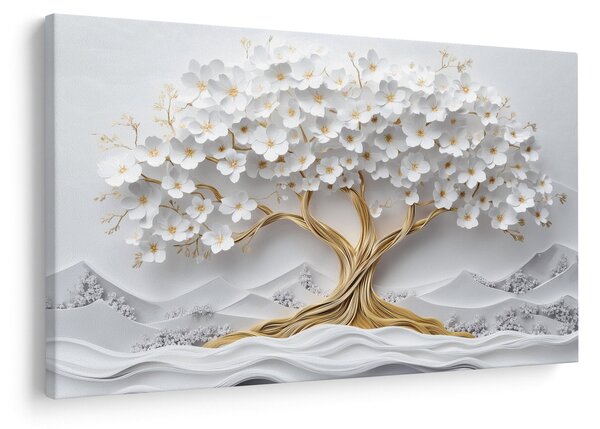 Slika – 3D elegantno drvo života puno cvijeća (90x60 cm)