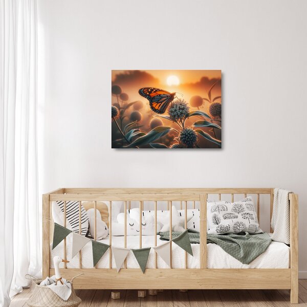 Staklena slika – Leptir u zalazećem suncu (70x50 cm)