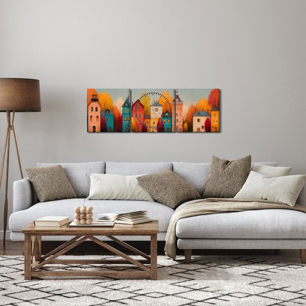 Slika - Jesensko selo (sa satom) (90x30 cm)