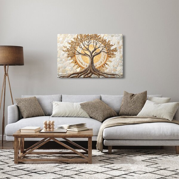 Slika – Zlatno drvo života u mozaiku (90x60 cm)