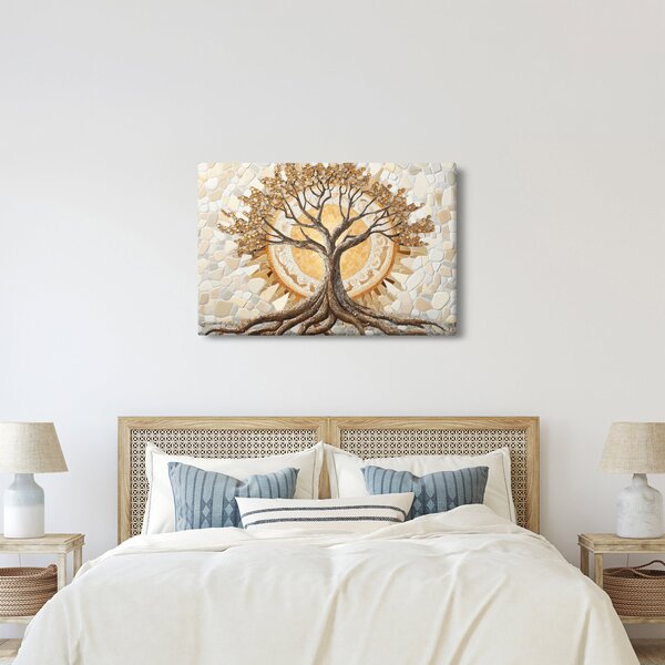 Slika – Zlatno drvo života u mozaiku (90x60 cm)