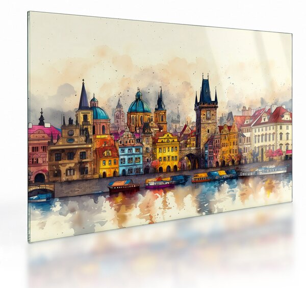 Staklena slika - Jesen u oslikanom gradu (70x50 cm)