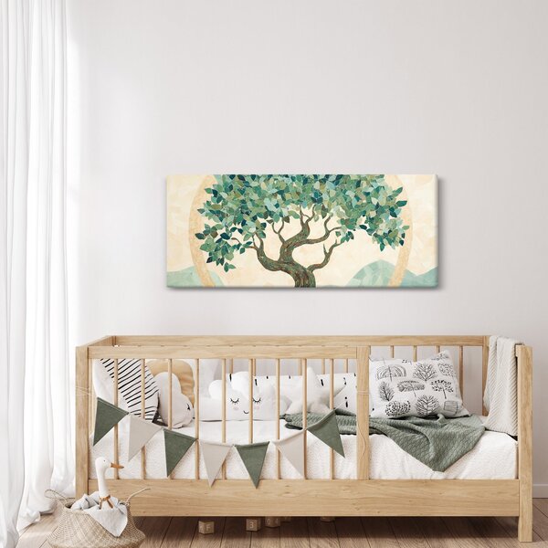 Slika – Elegantna mozaika s drvetom (120x50 cm)