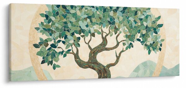 Slika – Elegantna mozaika s drvetom (120x50 cm)