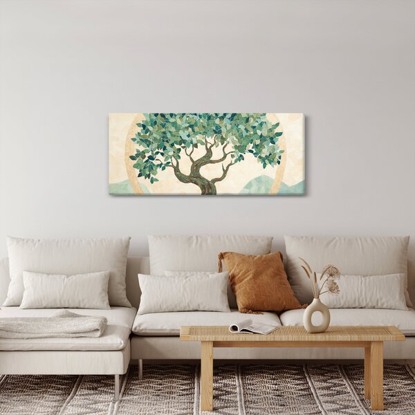 Slika – Elegantna mozaika s drvetom (120x50 cm)