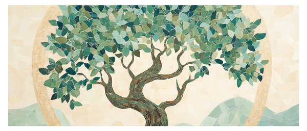 Slika – Elegantna mozaika s drvetom (120x50 cm)