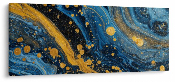Slika - Plava apstrakcija sa zlatom (120x50 cm)