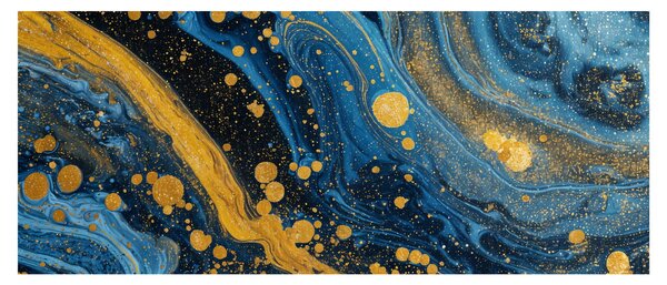 Slika - Plava apstrakcija sa zlatom (120x50 cm)