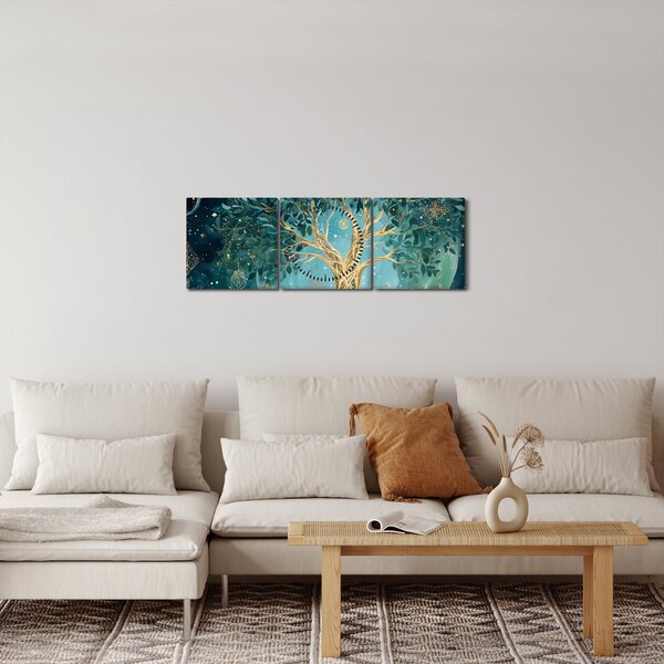 Slika – Drvo života u svemiru (sa satom) (90x30 cm)