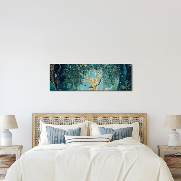 Slika – Drvo života u svemiru (sa satom) (90x30 cm)