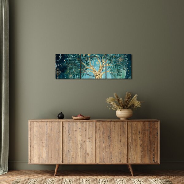 Slika – Drvo života u svemiru (sa satom) (90x30 cm)