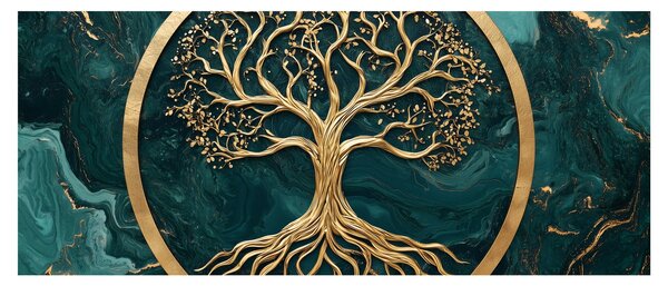 Slika – Zlatno drvo života u mramoru (120x50 cm)