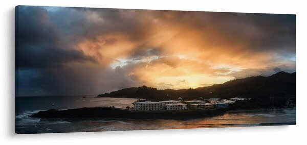 Slika - plaža s oblačnim nebom (120x50 cm)