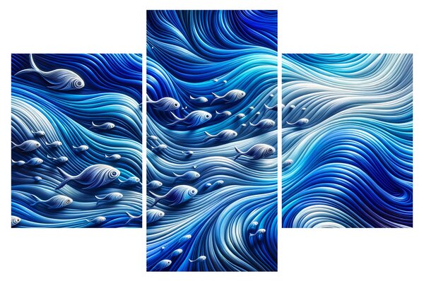 Slika – Ribe u valovima (90x60 cm)