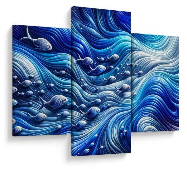 Slika – Ribe u valovima (90x60 cm)