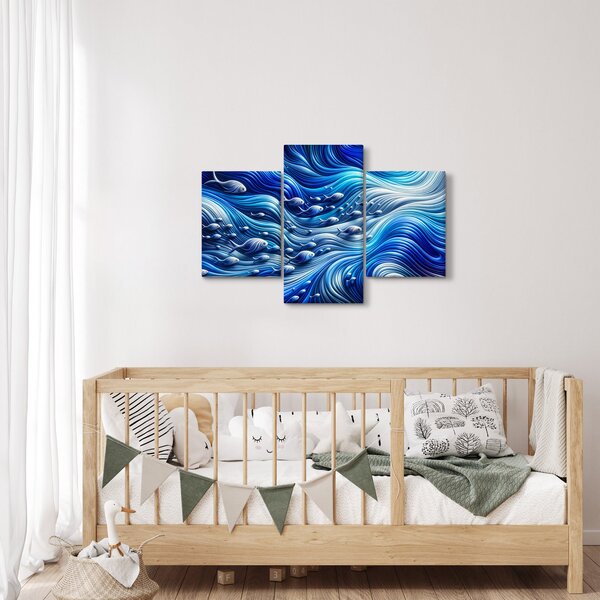 Slika – Ribe u valovima (90x60 cm)
