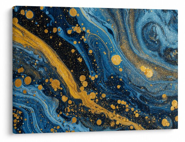 Slika - Plava apstrakcija sa zlatom (70x50 cm)