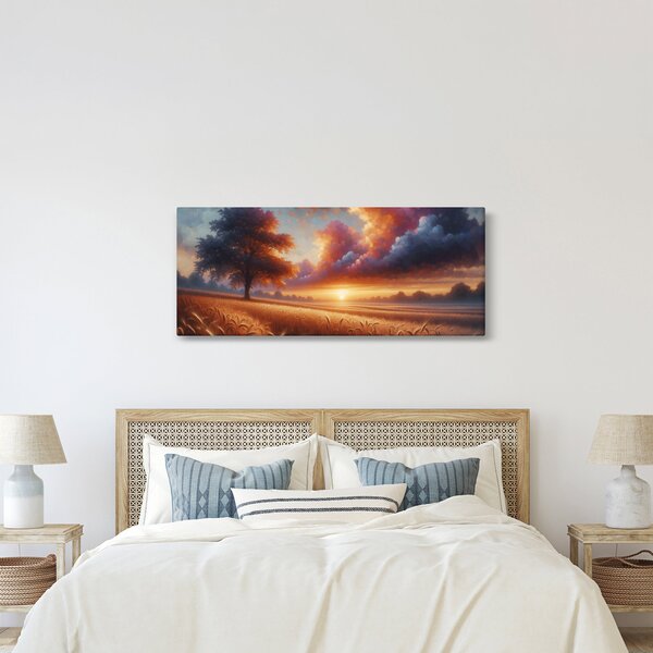 Slika – Zalazak sunca na polju (120x50 cm)