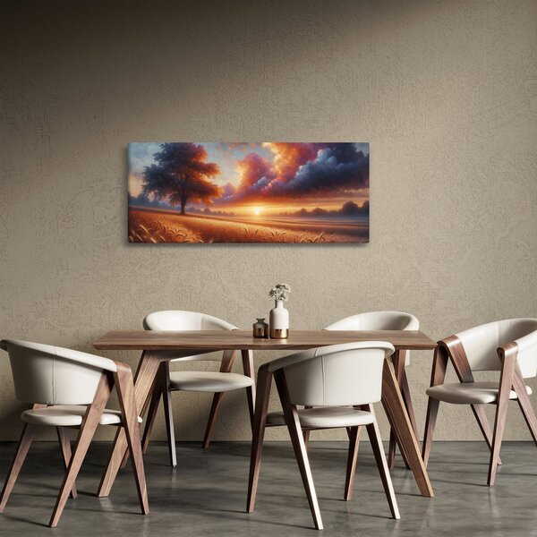 Slika – Zalazak sunca na polju (120x50 cm)