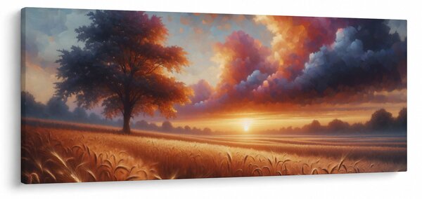 Slika – Zalazak sunca na polju (120x50 cm)
