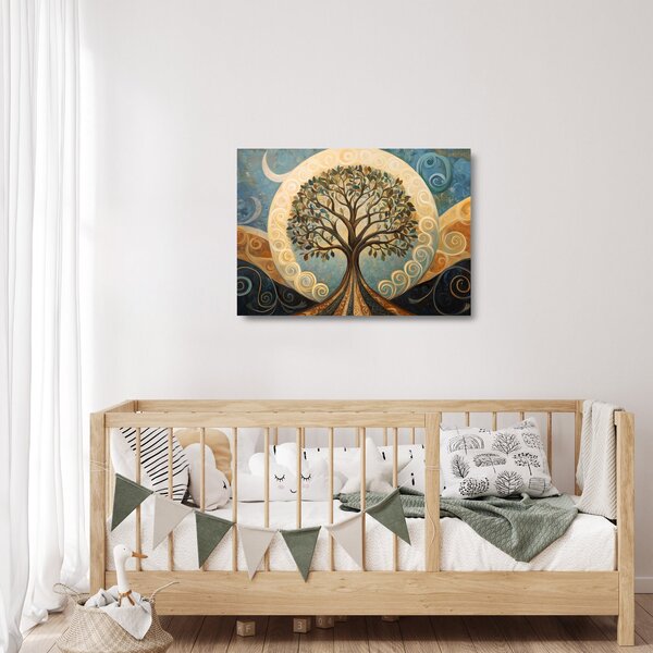 Staklena slika – Drvo života i spirale (70x50 cm)