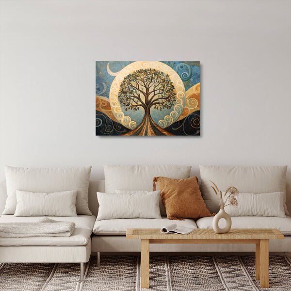 Staklena slika – Drvo života i spirale (70x50 cm)