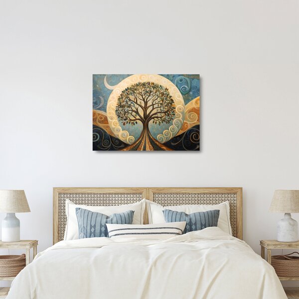 Staklena slika – Drvo života i spirale (70x50 cm)