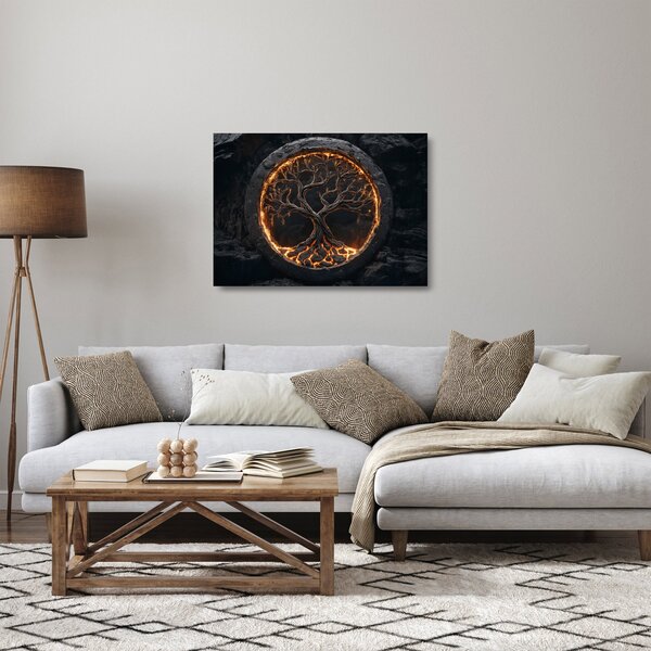 Staklena slika – Drvo života u lavi I. (70x50 cm)