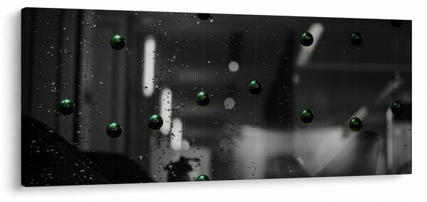 Apstraktna slika - zelene kuglice (120x50 cm)