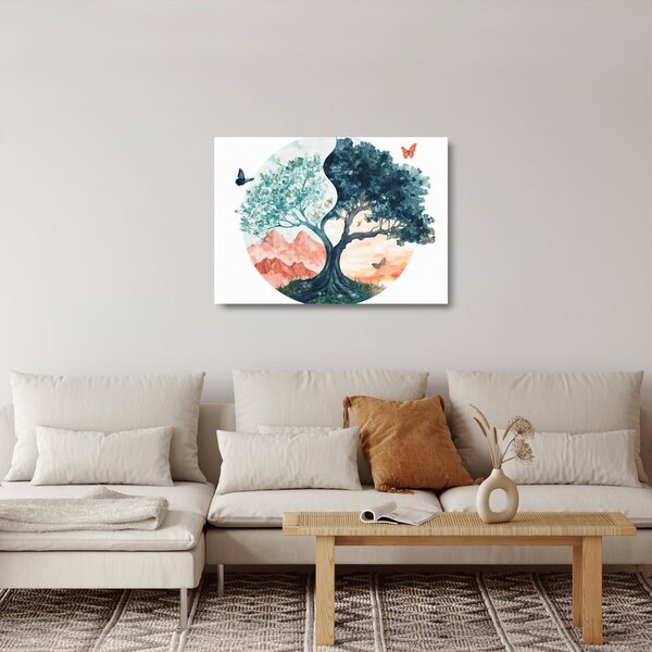 Staklena slika – Akvarelno drvo puno života (70x50 cm)