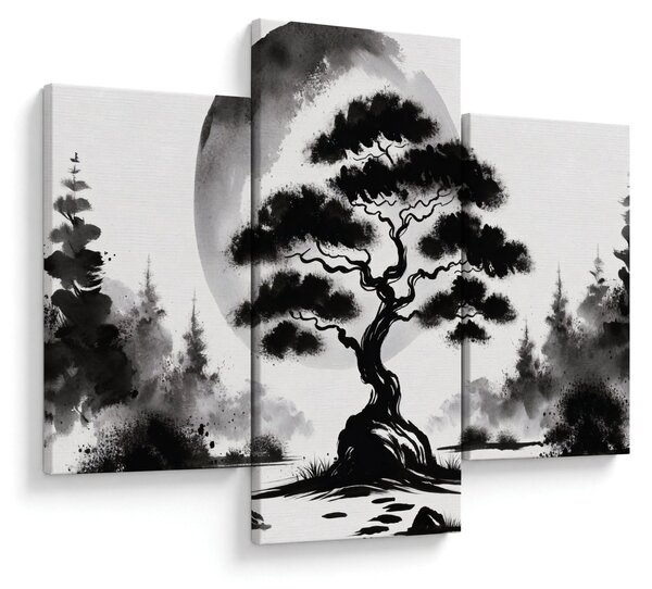 Slika – Crno-bijeli bonsai (90x60 cm)